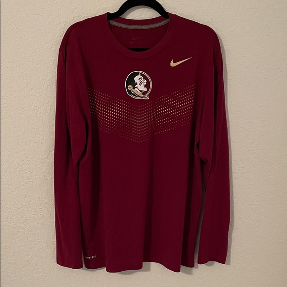 Nike Dri-fit Florida State University Logo Long Sleeve Tee - Men’s Large - Picture 1 of 4